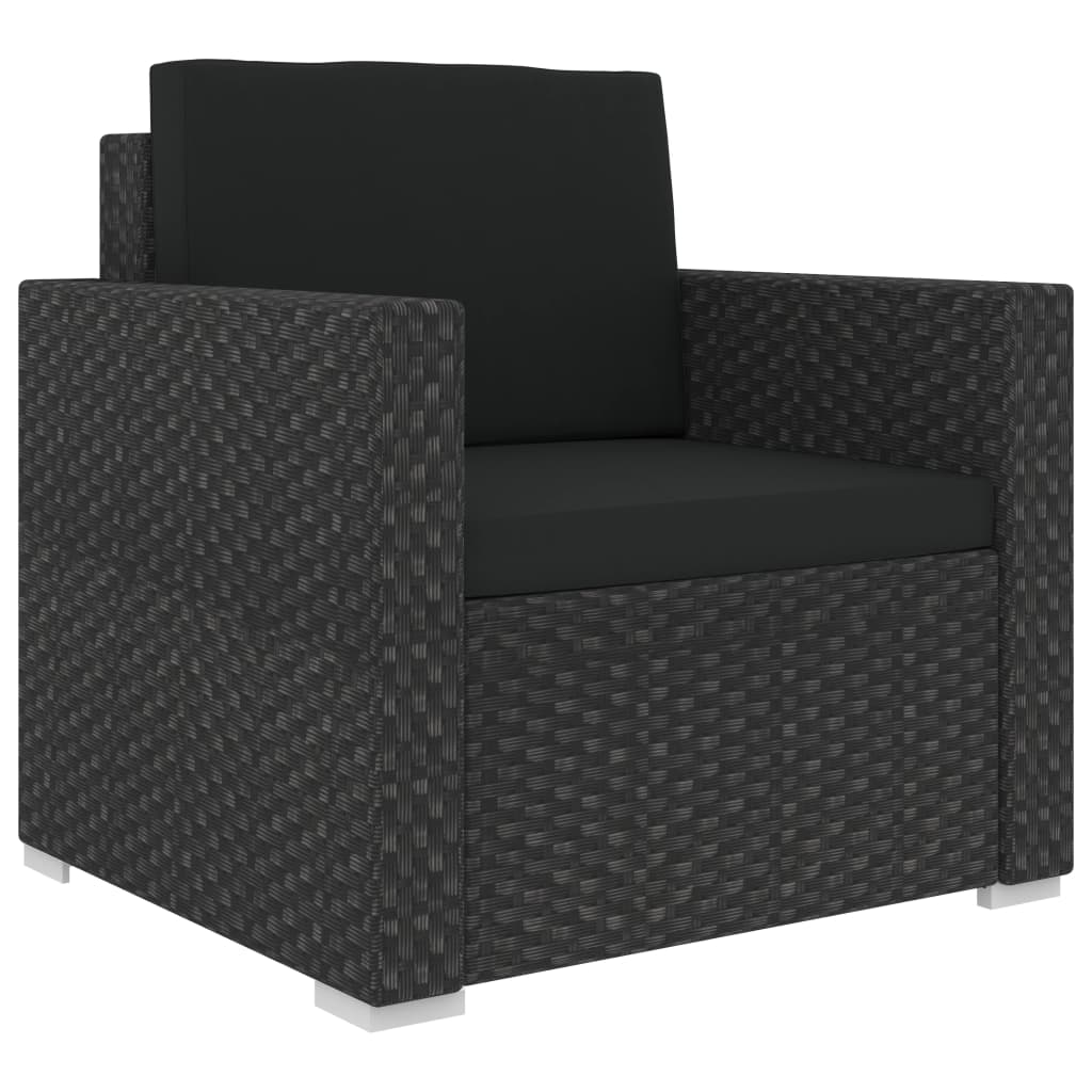 Set mobilier de grădină cu perne, 6 piese, negru, poliratan GartenMobel Dekor