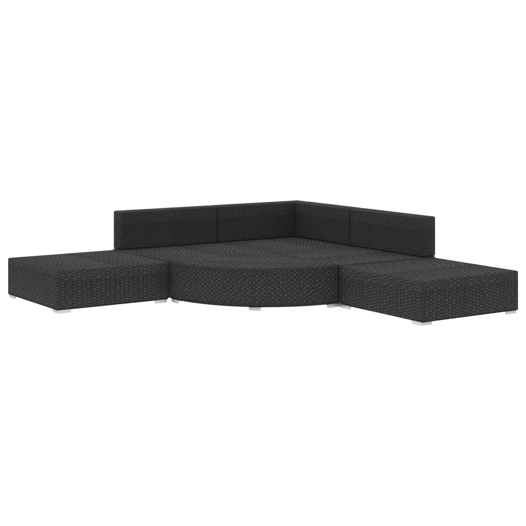 Set mobilier de grădină cu perne, 6 piese, negru, poliratan GartenMobel Dekor