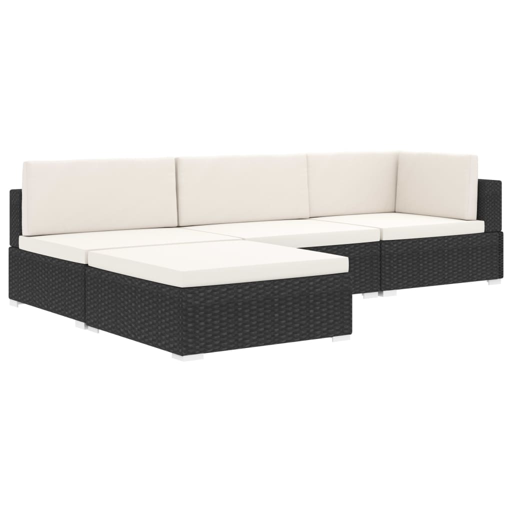 Taburet modular, 1 buc., negru, poliratan, cu pernă GartenMobel Dekor
