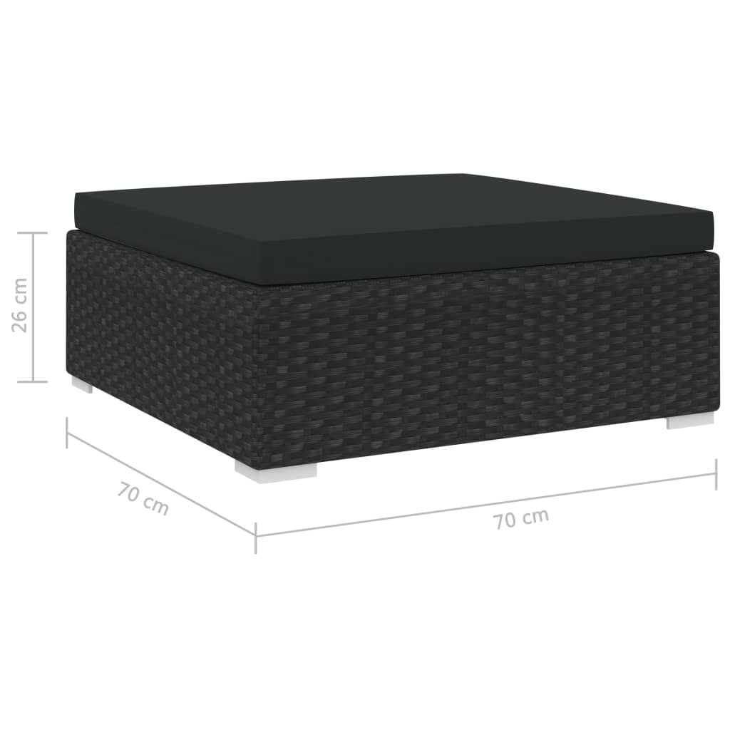 Taburet modular, 1 buc., negru, poliratan, cu pernă GartenMobel Dekor