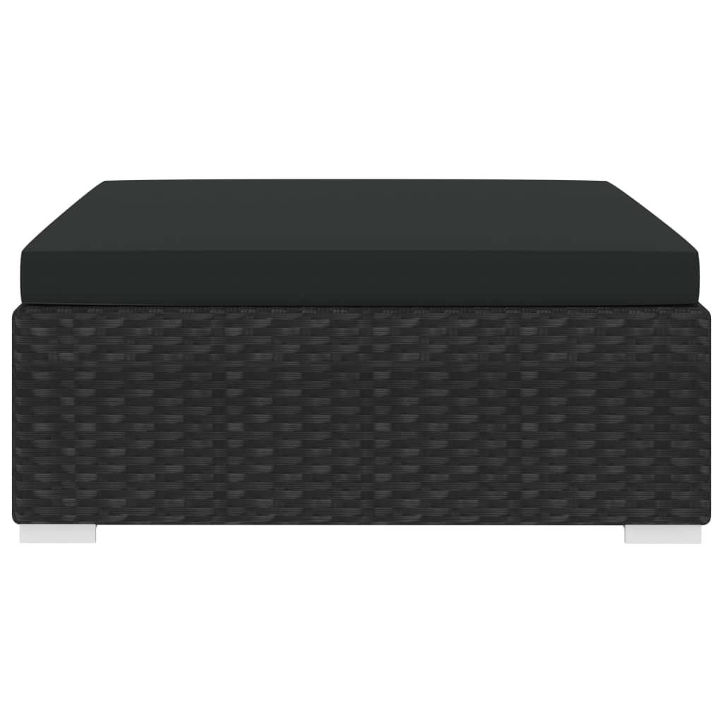 Taburet modular, 1 buc., negru, poliratan, cu pernă GartenMobel Dekor