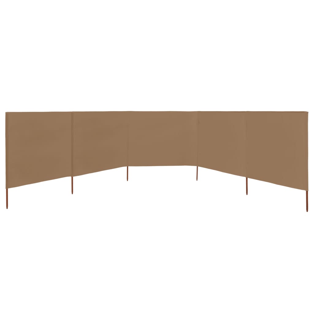Paravan anti-vânt cu 5 panouri, gri taupe, 600 x 80 cm, textil GartenMobel Dekor