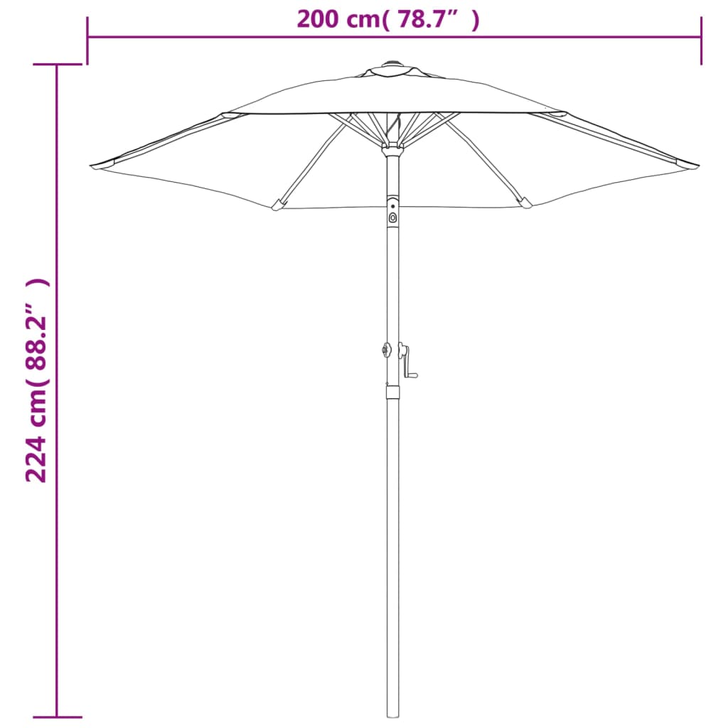 Umbrelă de soare, cărămiziu, 200 x 224 cm, aluminiu GartenMobel Dekor
