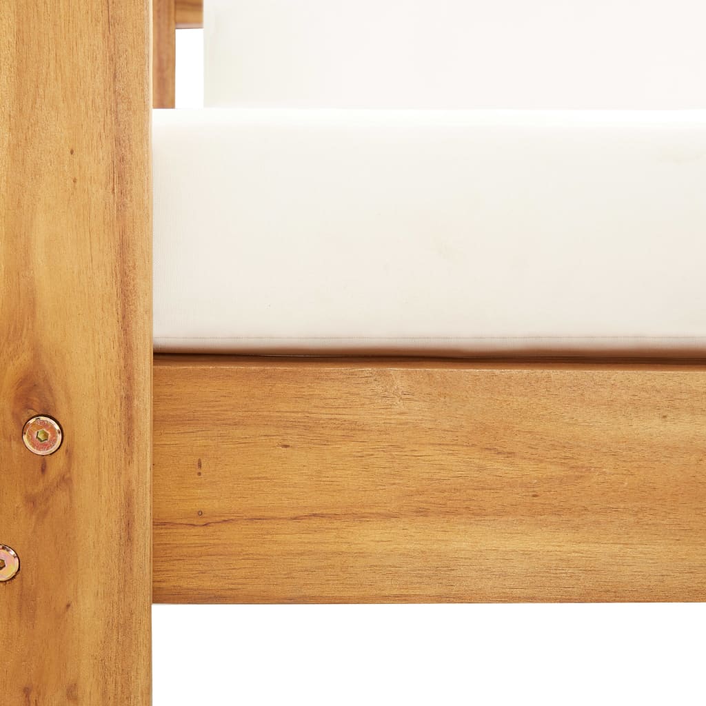 Canapea de grădină cu pernă, alb crem, 140 cm, lemn de acacia GartenMobel Dekor