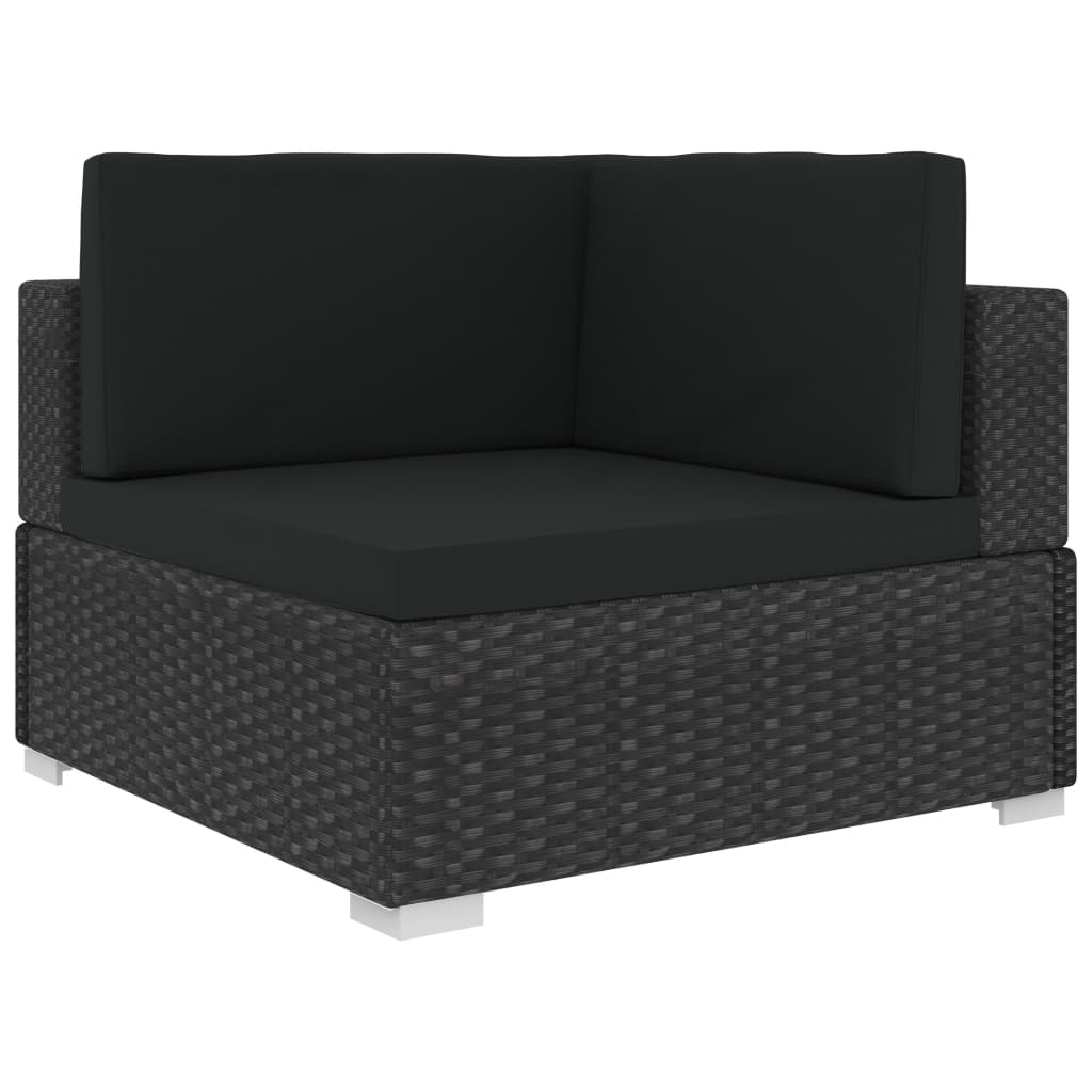 Set mobilier de grădină cu perne, 4 piese, negru, poliratan GartenMobel Dekor