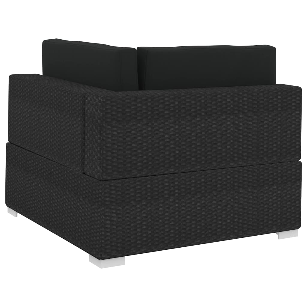 Set mobilier de grădină cu perne, 4 piese, negru, poliratan GartenMobel Dekor