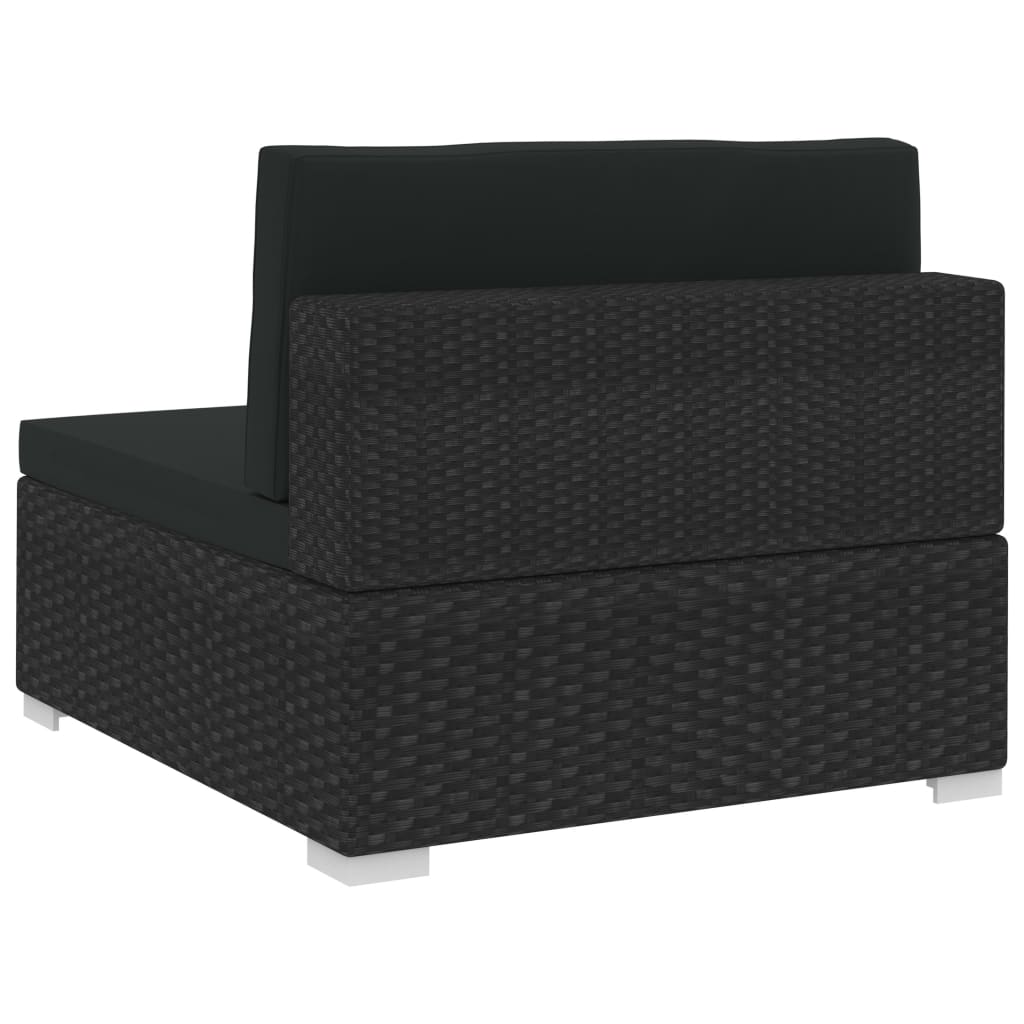 Set mobilier de grădină cu perne, 4 piese, negru, poliratan GartenMobel Dekor