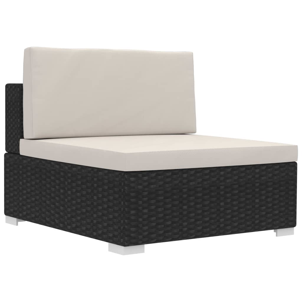 Set mobilier de grădină cu perne, 4 piese, negru, poliratan GartenMobel Dekor