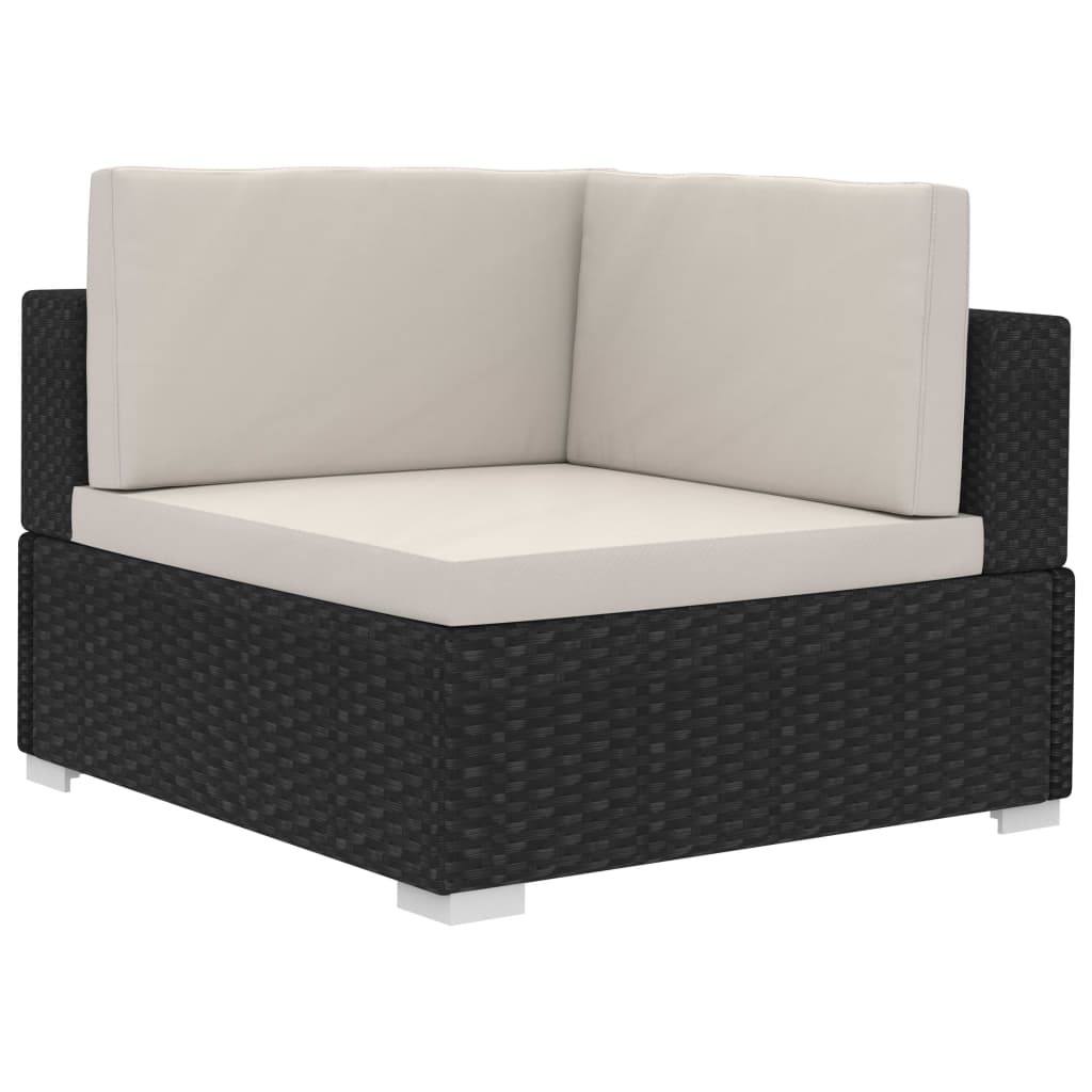 Set mobilier de grădină cu perne, 4 piese, negru, poliratan GartenMobel Dekor