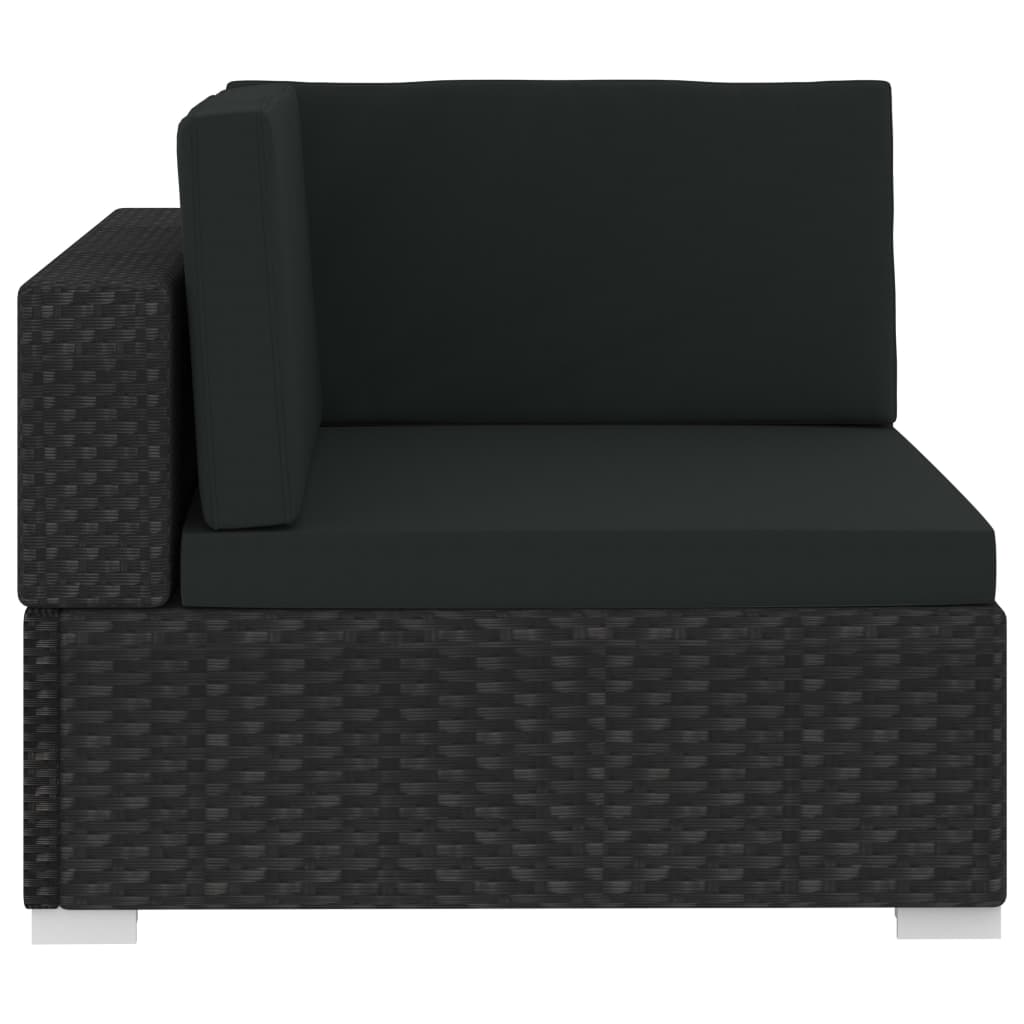 Set mobilier de grădină cu perne, 4 piese, negru, poliratan GartenMobel Dekor