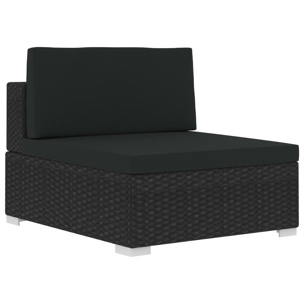 Set mobilier de grădină cu perne, 4 piese, negru, poliratan GartenMobel Dekor