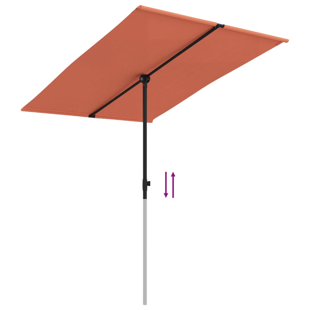Umbrelă de soare exterior, stâlp aluminiu, cărămiziu, 2x1,5 cm GartenMobel Dekor