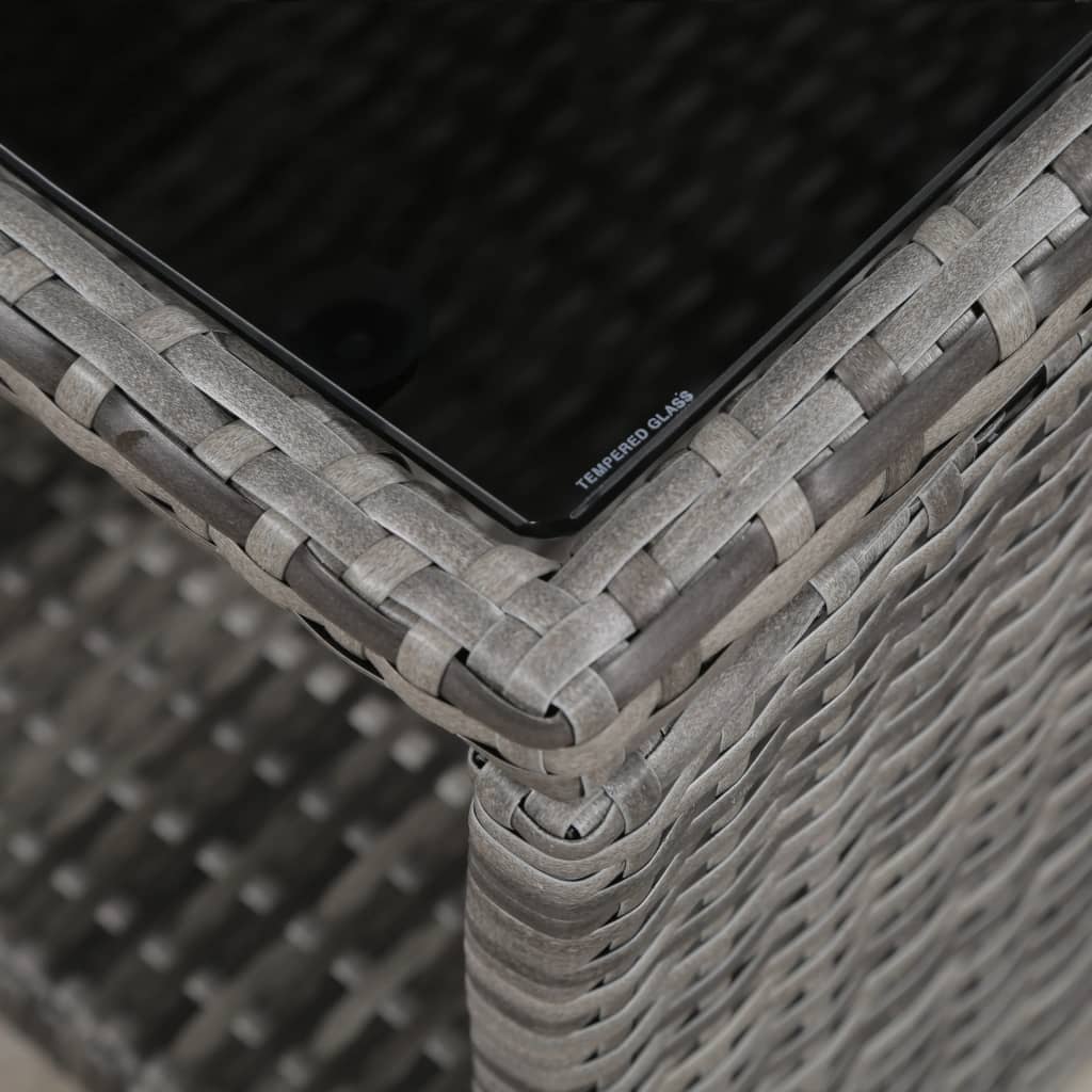 Set mobilier bistro cu perne, 3 piese, gri, poliratan GartenMobel Dekor