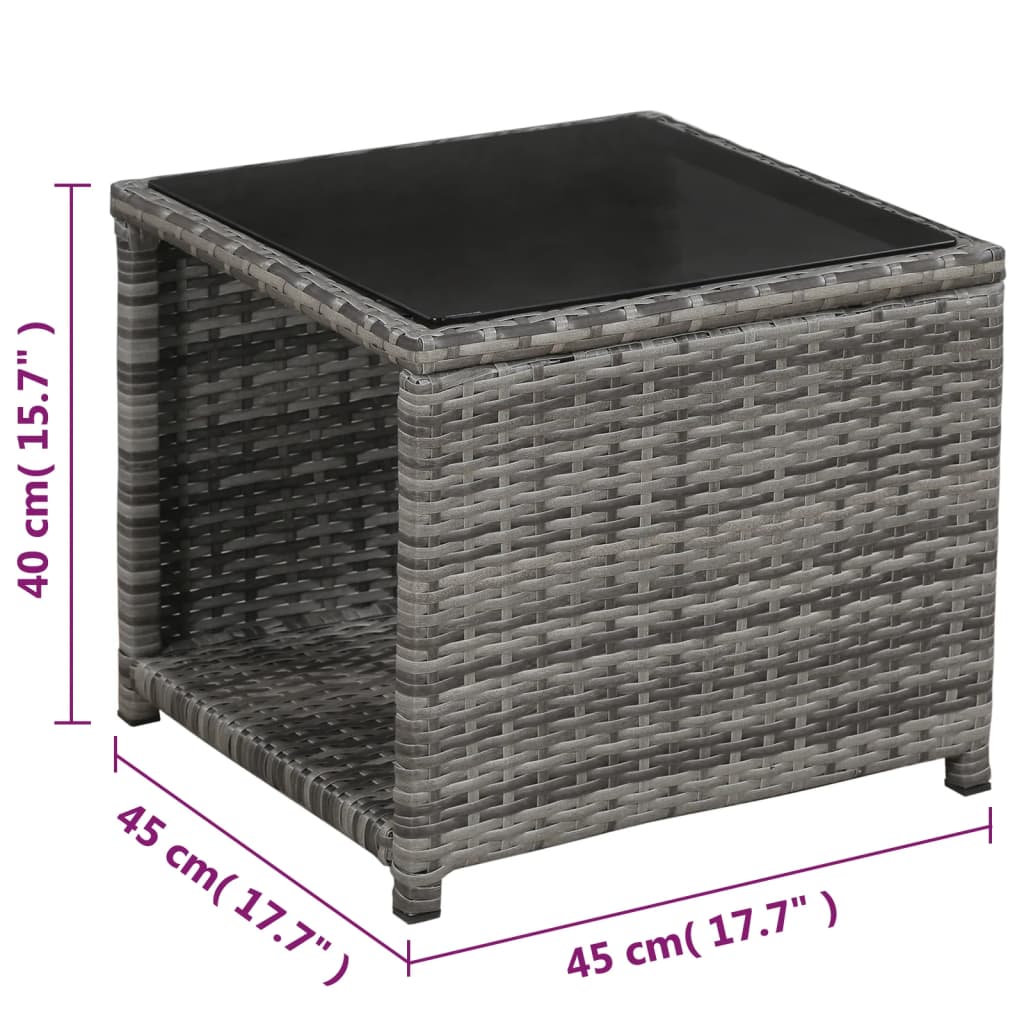 Set mobilier bistro cu perne, 3 piese, gri, poliratan GartenMobel Dekor