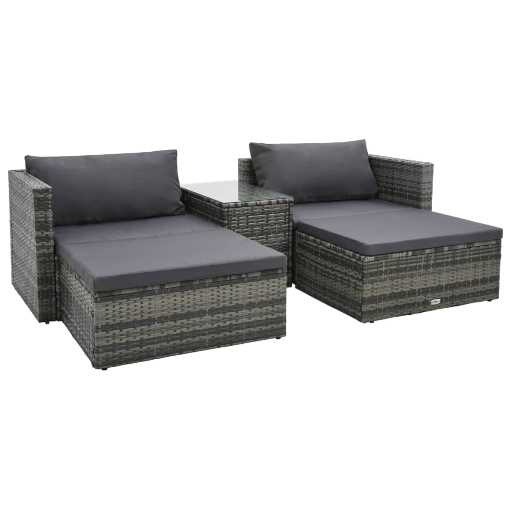 Set mobilier de grădină cu perne, 5 piese, gri, poliratan GartenMobel Dekor