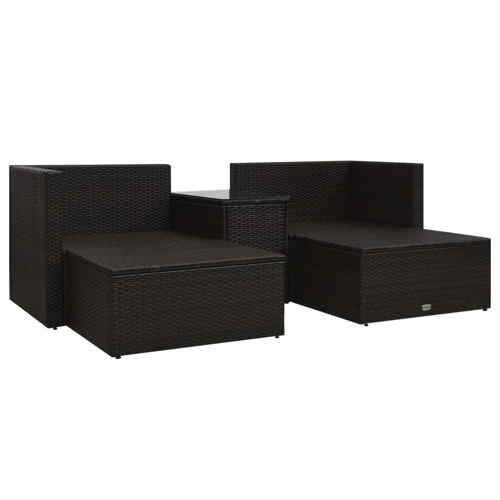 Set mobilier de grădină cu perne, 5 piese, maro, poliratan GartenMobel Dekor