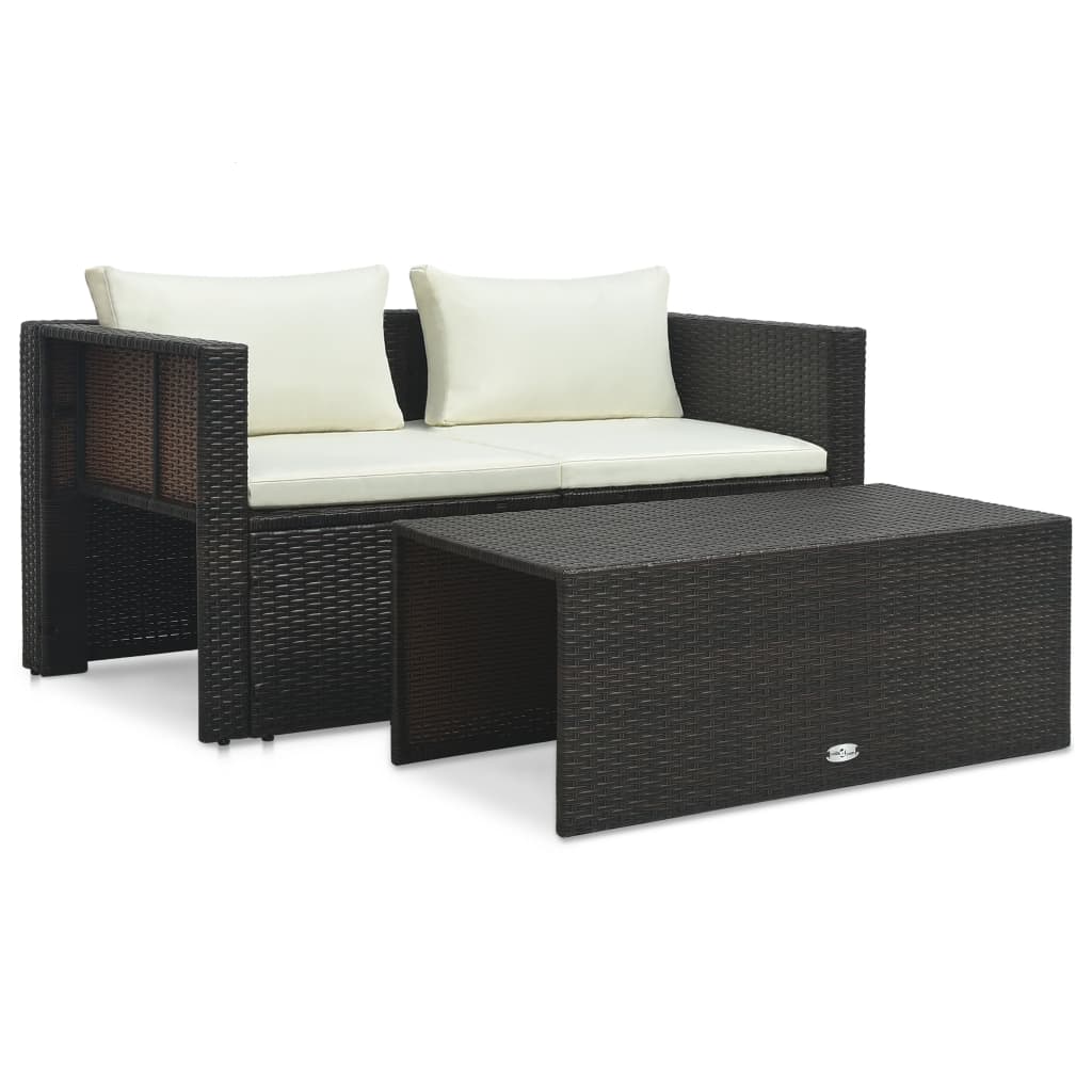 Set mobilier de grădină cu perne, 6 piese, maro, poliratan GartenMobel Dekor