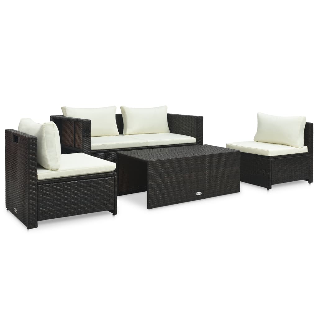 Set mobilier de grădină cu perne, 6 piese, maro, poliratan GartenMobel Dekor