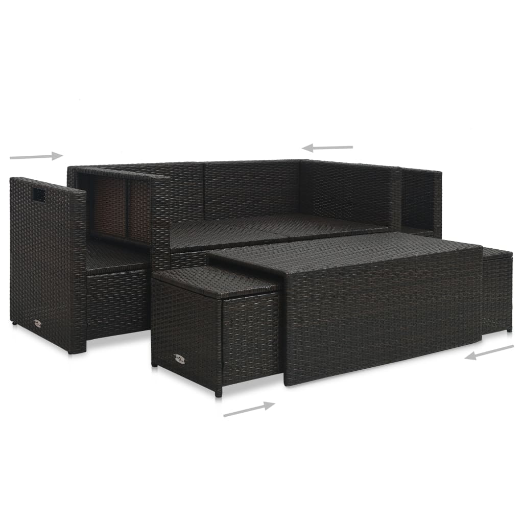Set mobilier de grădină cu perne, 6 piese, maro, poliratan GartenMobel Dekor