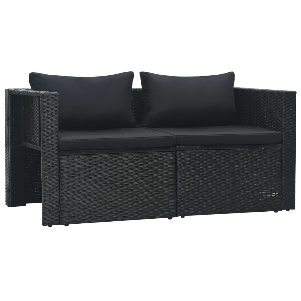 Set mobilier de grădină cu perne, 6 piese, negru, poliratan GartenMobel Dekor