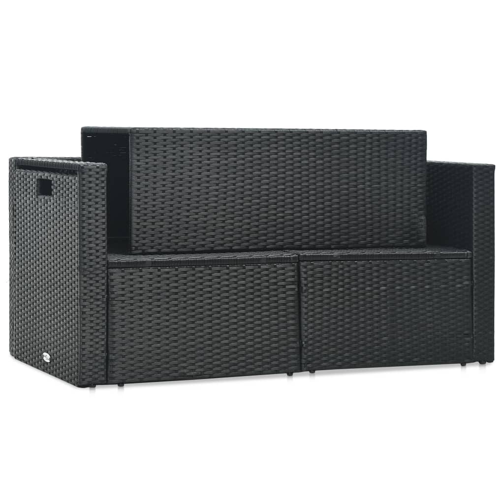 Set mobilier de grădină cu perne, 6 piese, negru, poliratan GartenMobel Dekor