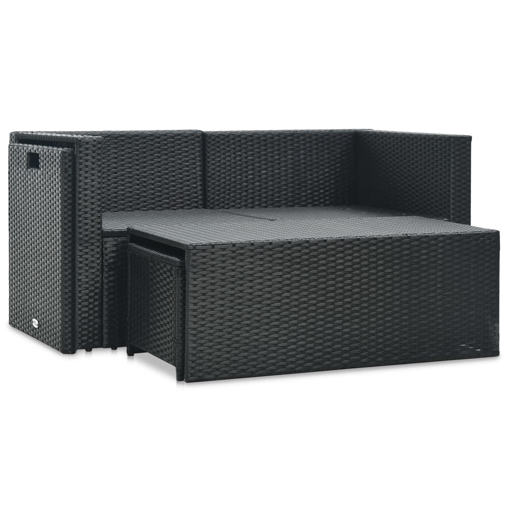 Set mobilier de grădină cu perne, 6 piese, negru, poliratan GartenMobel Dekor