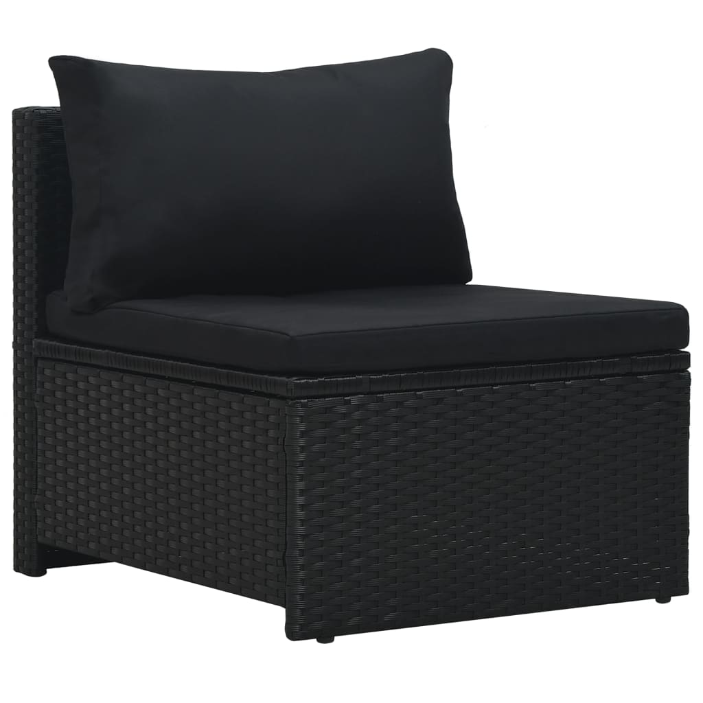 Set mobilier de grădină cu perne, 6 piese, negru, poliratan GartenMobel Dekor