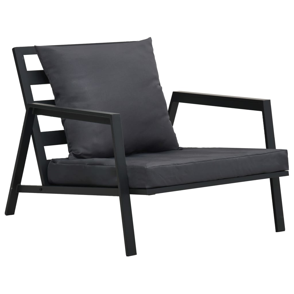 Set mobilier grădină cu perne, 4 piese, gri, închis aluminiu GartenMobel Dekor