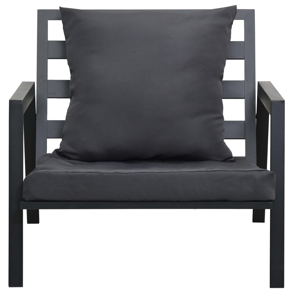 Set mobilier grădină cu perne, 4 piese, gri, închis aluminiu GartenMobel Dekor