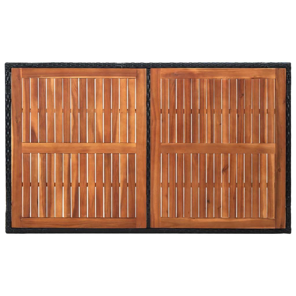 Set mobilier de exterior 7 piese negru poliratan lemn de acacia GartenMobel Dekor