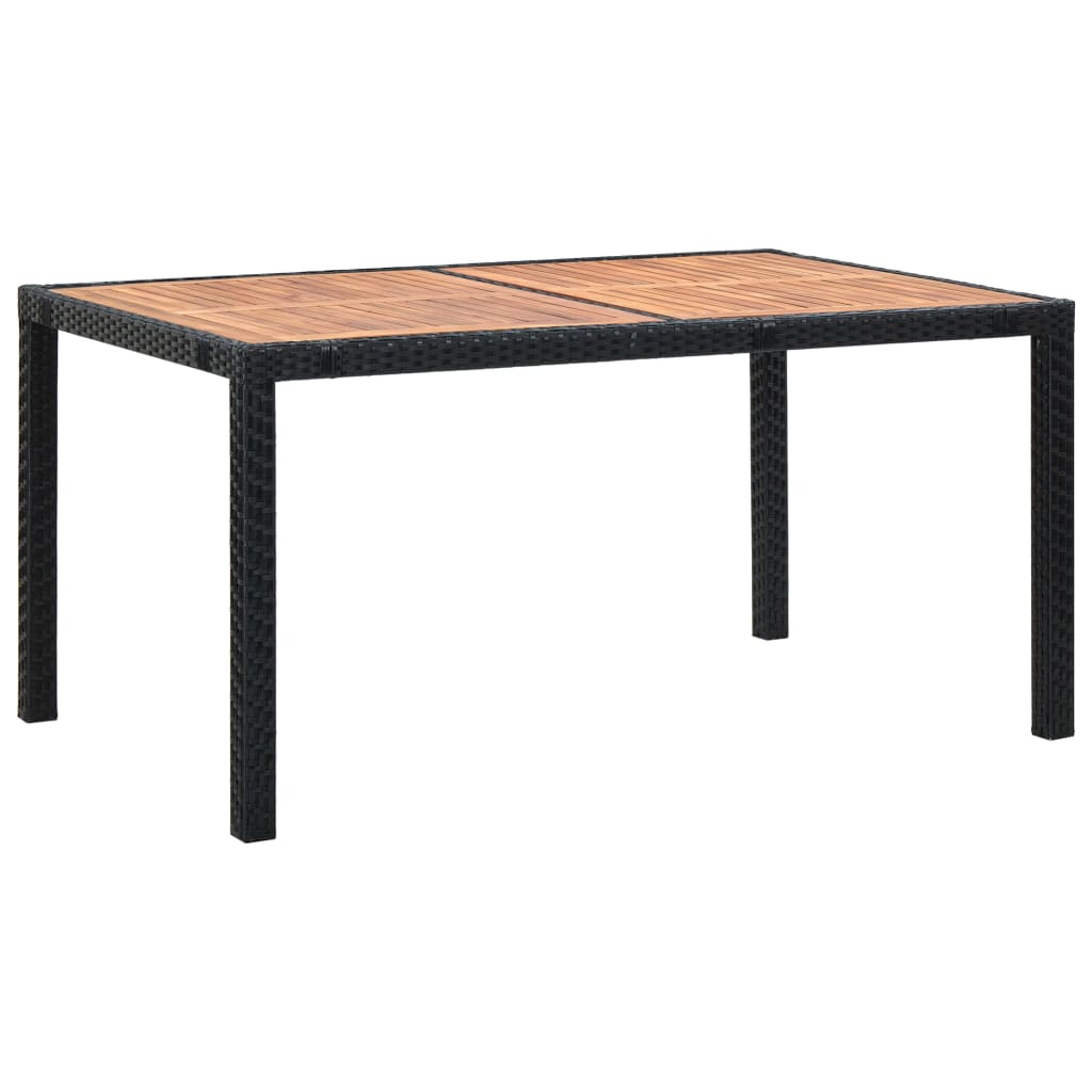 Set mobilier de exterior 7 piese negru poliratan lemn de acacia GartenMobel Dekor