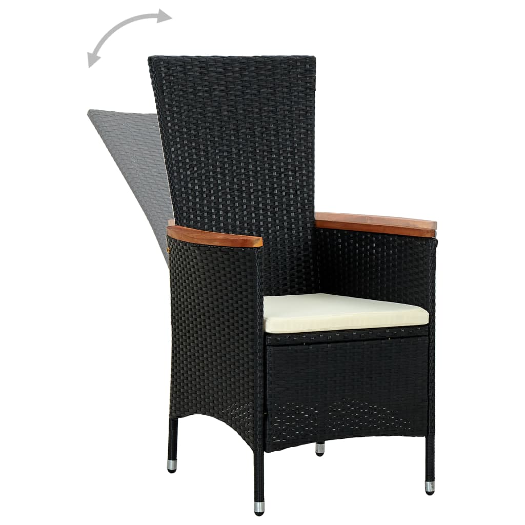 Set mobilier de exterior 7 piese negru poliratan lemn de acacia GartenMobel Dekor