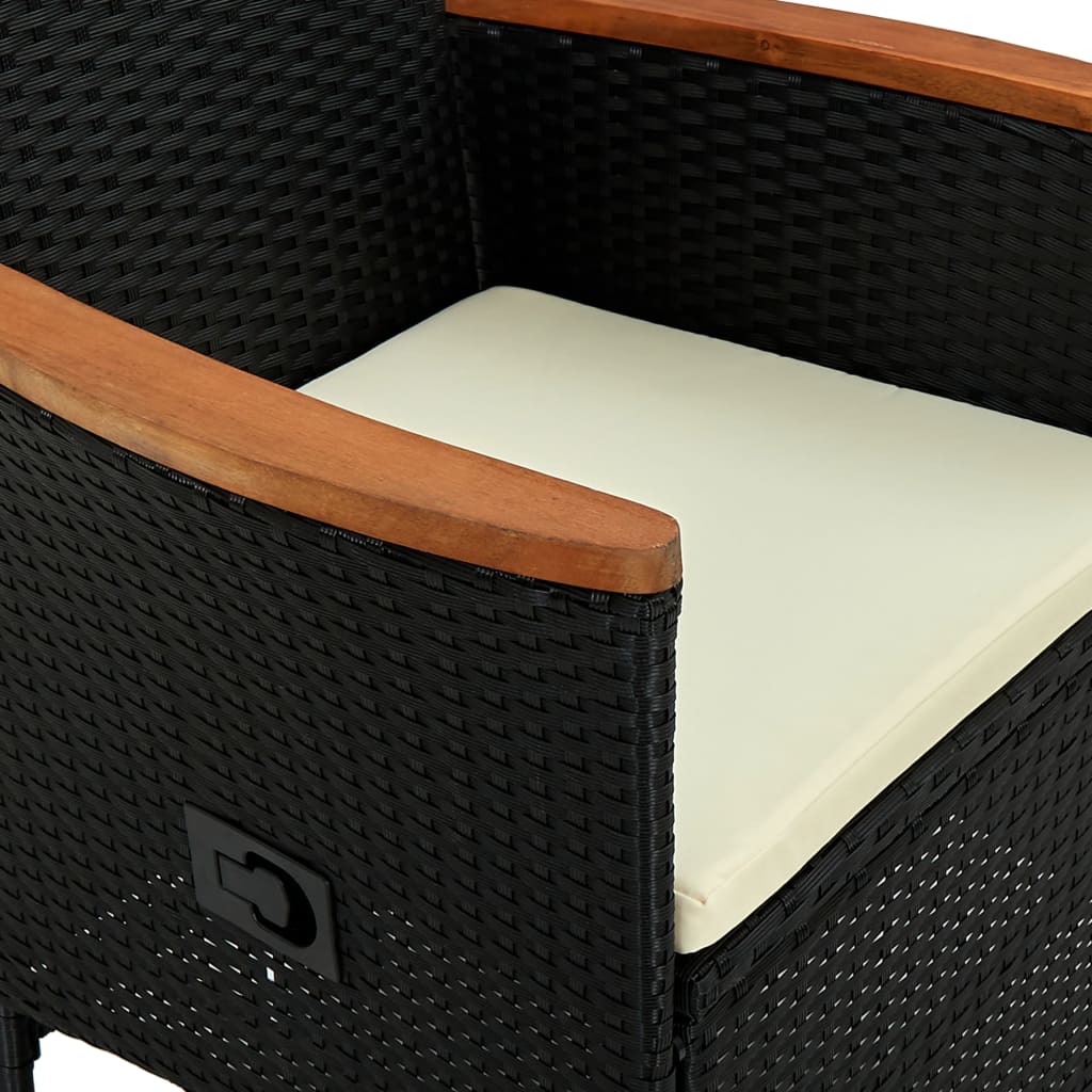 Set mobilier de exterior 7 piese negru poliratan lemn de acacia GartenMobel Dekor