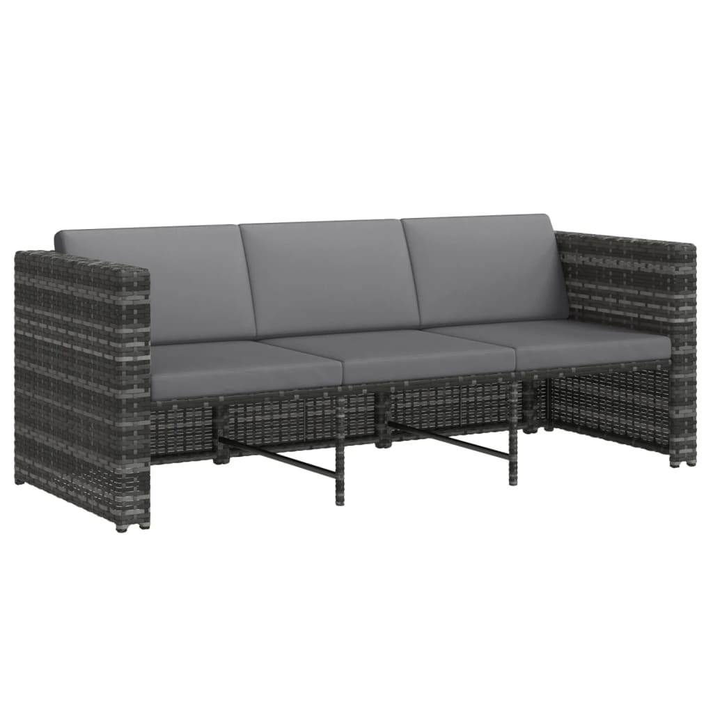 Set mobilier de grădină cu perne, 4 piese, poliratan, gri GartenMobel Dekor