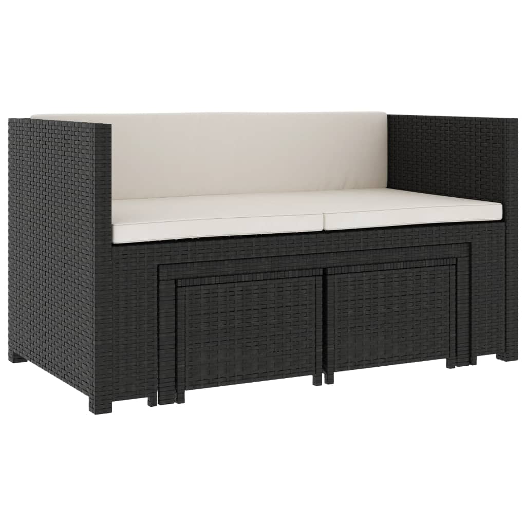 Set mobilier de grădină cu perne, 5 piese, negru, poliratan GartenMobel Dekor