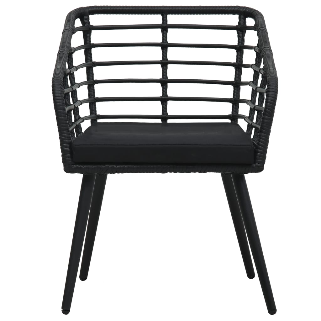 Set mobilier de bistro, 3 piese, negru, poliratan GartenMobel Dekor