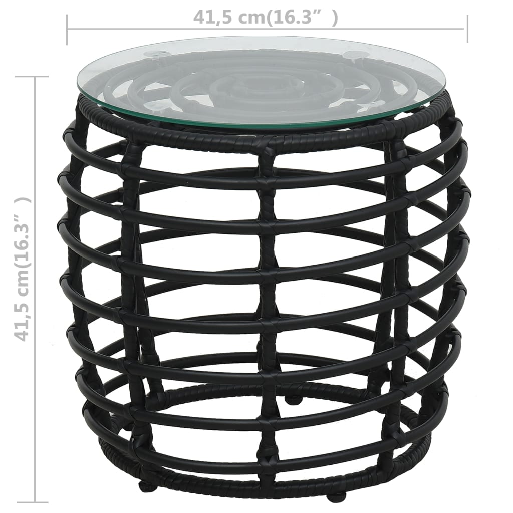 Set mobilier de bistro, 3 piese, negru, poliratan GartenMobel Dekor