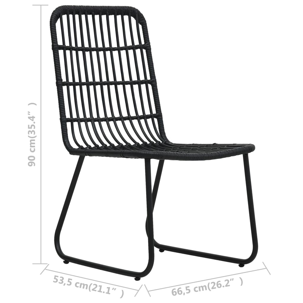Set mobilier de bistro, 3 piese, negru, poliratan GartenMobel Dekor