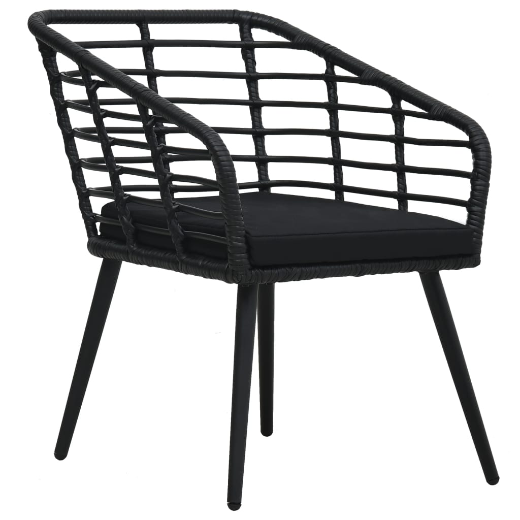 Set mobilier de bistro, 3 piese, negru, poliratan GartenMobel Dekor