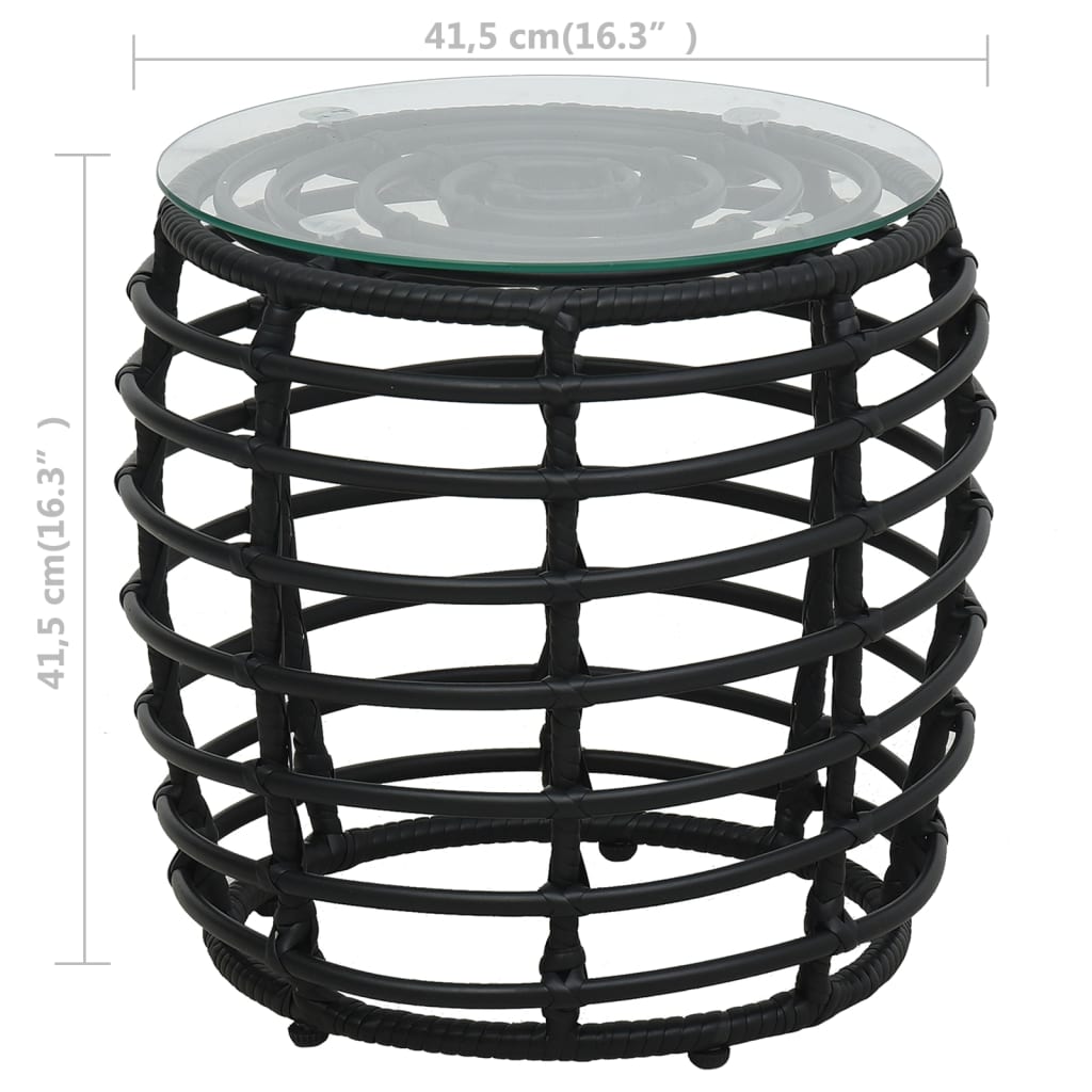 Set mobilier de bistro, 3 piese, negru, poliratan GartenMobel Dekor