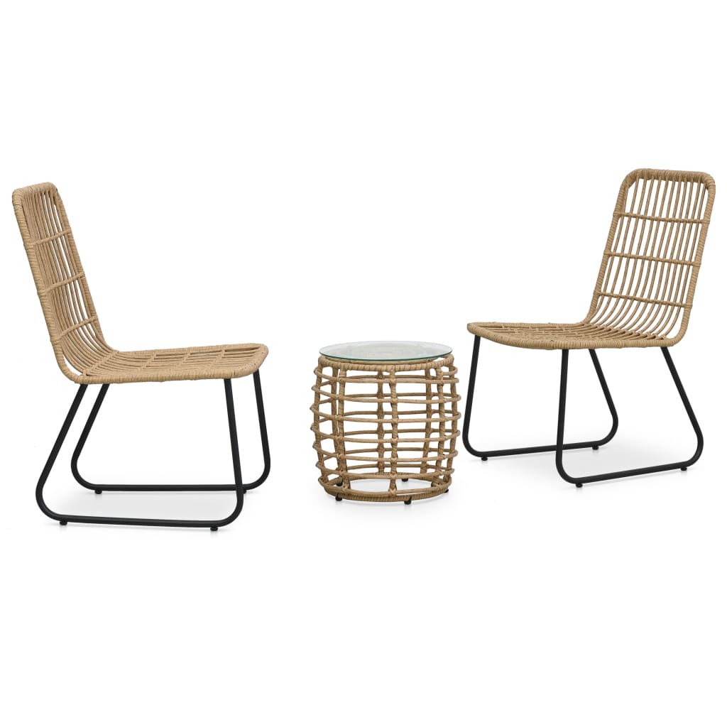 Set mobilier de bistro, 3 piese, stejar, poliratan GartenMobel Dekor