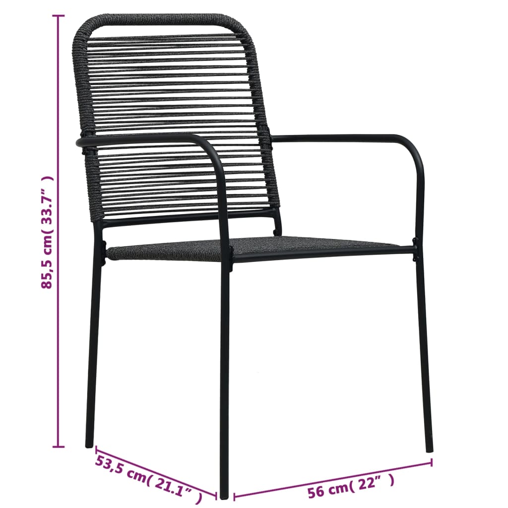 Set mobilier de exterior, 5 piese, negru, frânghie și oțel GartenMobel Dekor