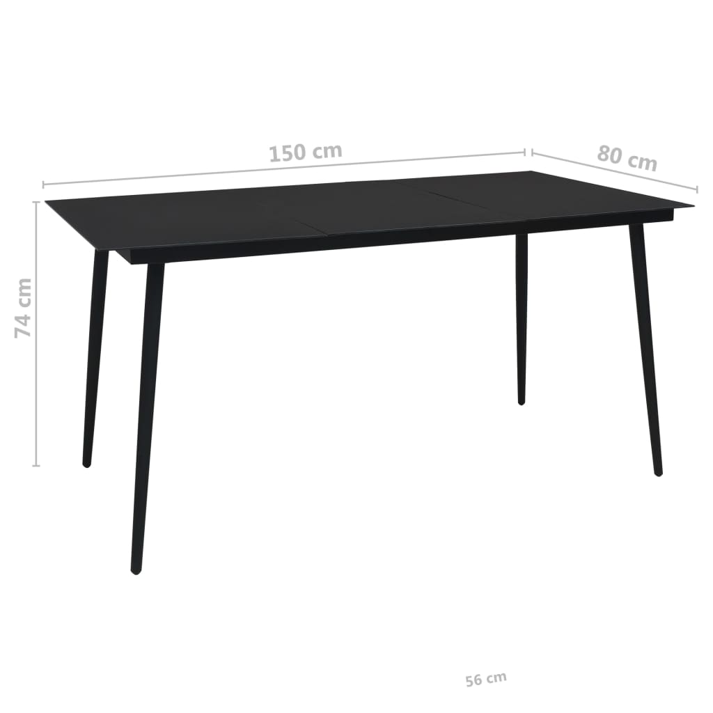 Set mobilier de exterior, 7 piese, negru, frânghie și oțel GartenMobel Dekor