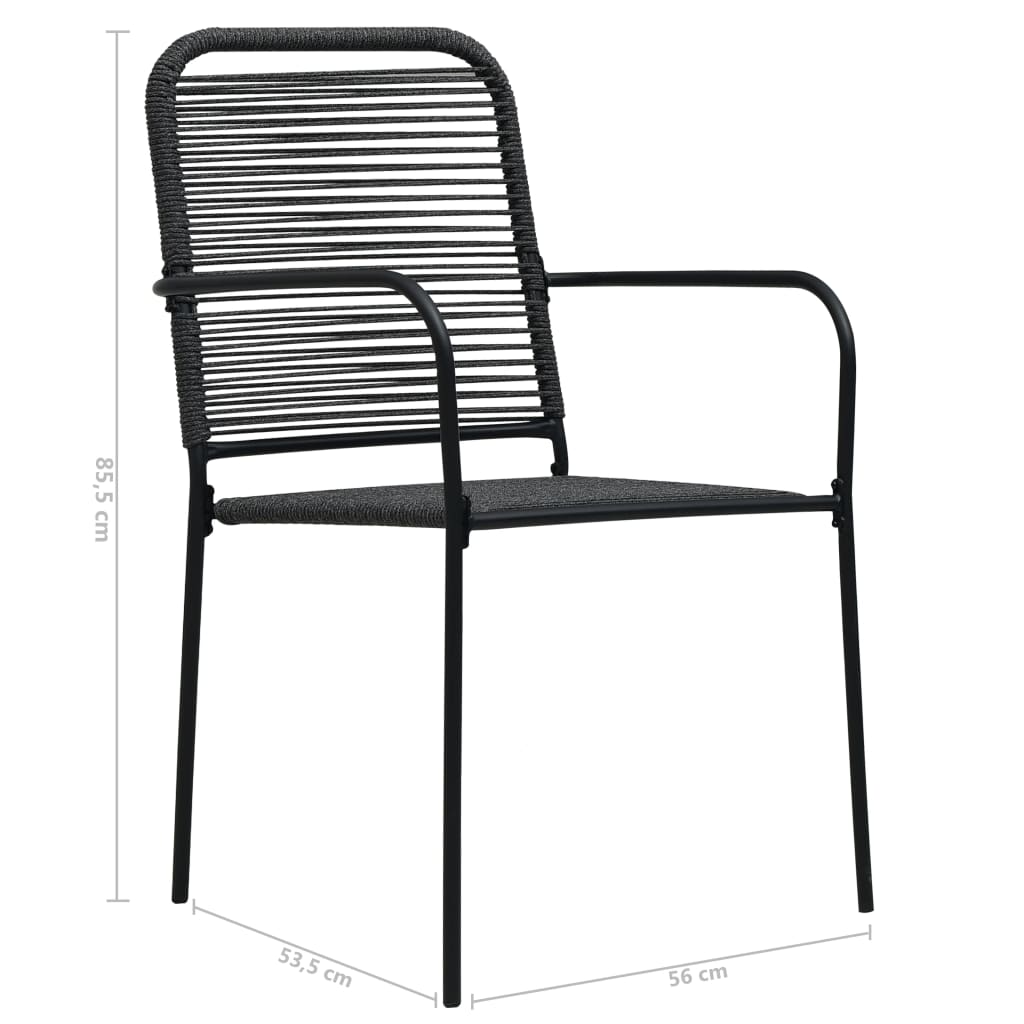 Set mobilier de exterior, 7 piese, negru, frânghie și oțel GartenMobel Dekor