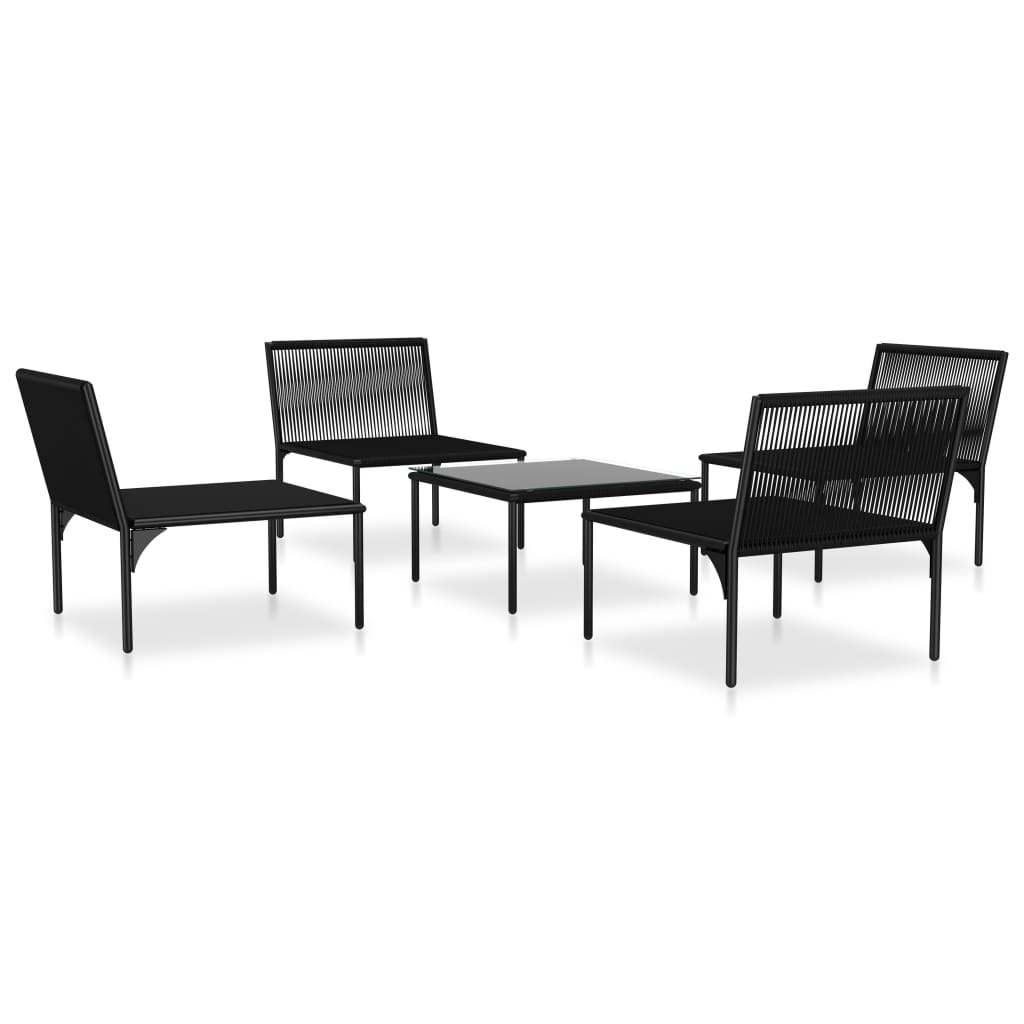 Set mobilier de grădină cu perne, 5 piese, negru, PVC GartenMobel Dekor