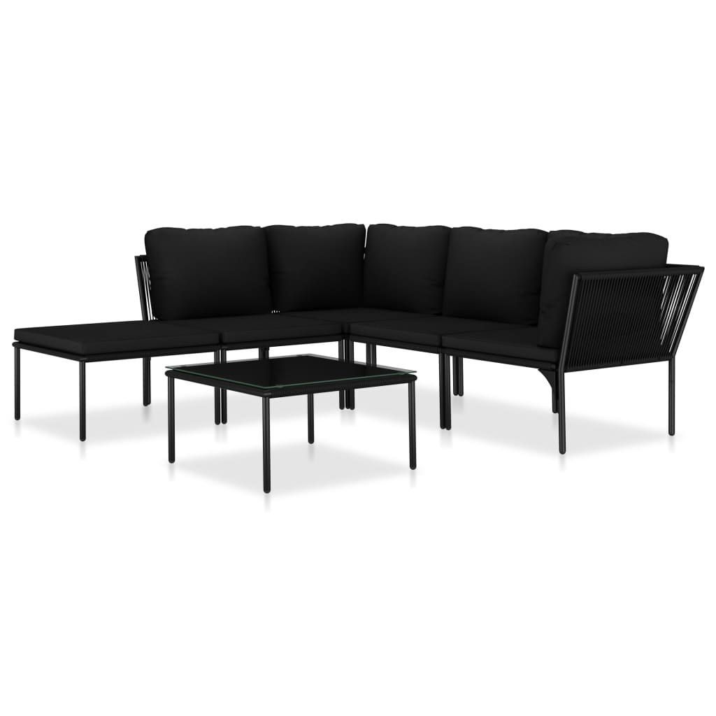 Set mobilier de grădină cu perne, 6 piese, negru, PVC GartenMobel Dekor