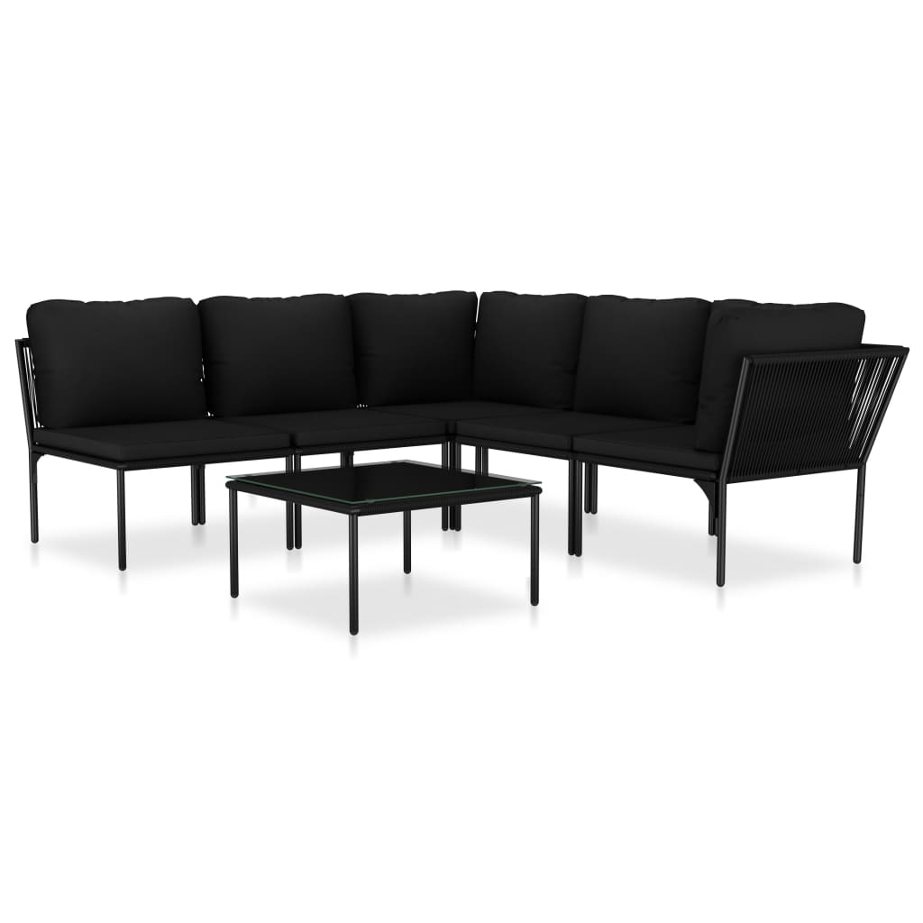 Set mobilier de grădină cu perne, 6 piese, negru, PVC GartenMobel Dekor