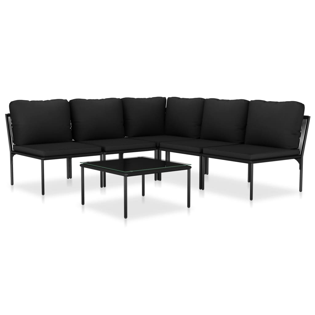 Set mobilier de grădină cu perne, 6 piese, negru, PVC GartenMobel Dekor