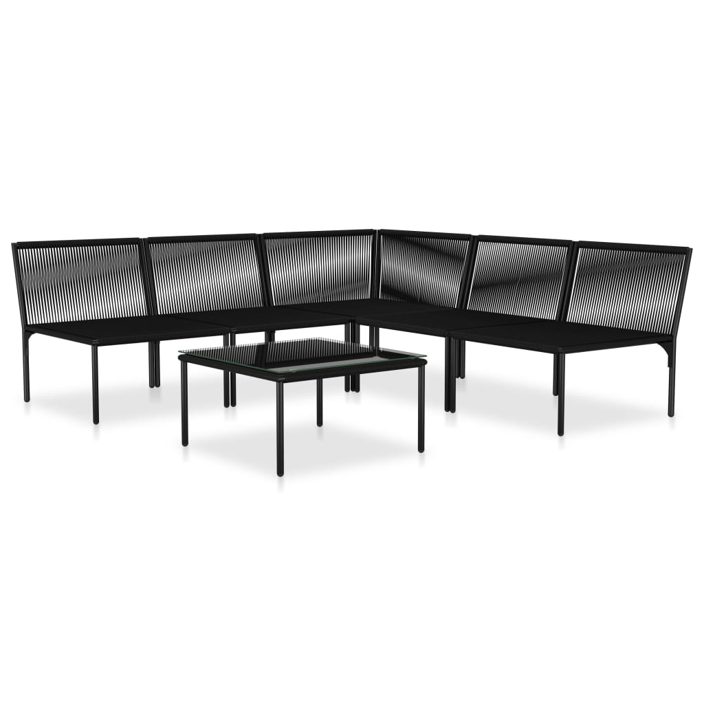 Set mobilier de grădină cu perne, 6 piese, negru, PVC GartenMobel Dekor