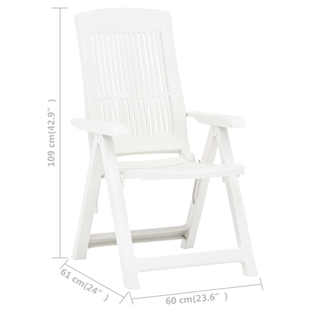 Scaune de grădină rabatabile, 2 buc., alb, plastic  GartenMobel Dekor